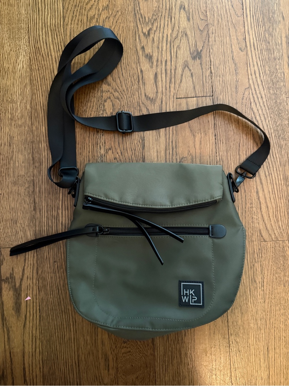 IHKWIP Fold-over Saddle Crossbody Travel Bag Green Water Resistant RFID